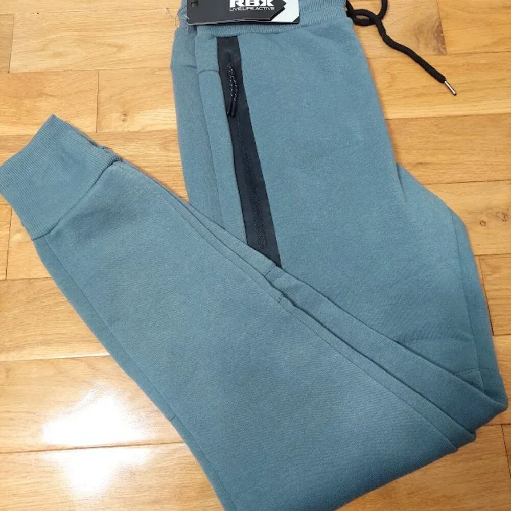 RBX ACTIVE Fleece Pants Comfort Fit Jogger Pants Sweats Blue Slate Small New $78
